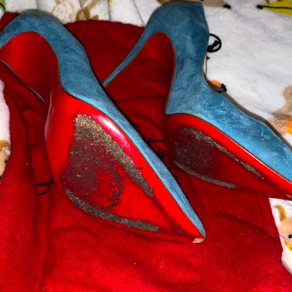 Christian Louboutins color blue USED !!!! Only one duster bag - Picture 1 of 10